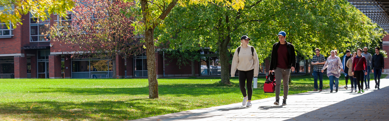 Students walking through Polonsky Commons